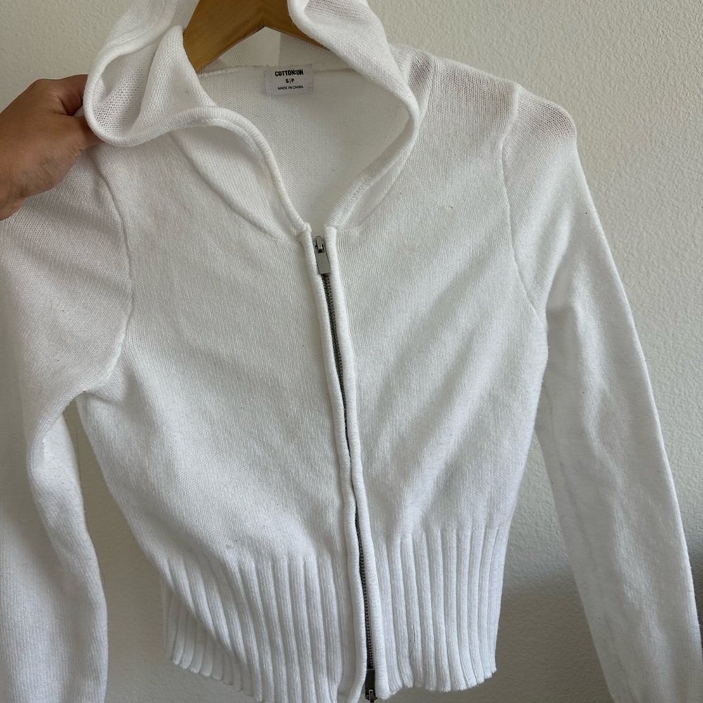 Cotton On Zip Up Fitted Knit Sweater with Hood